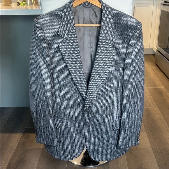 Harris Tweed Blazer with Suede Elbow Patches 2 Button Wool Sport Coat Men’s M - Picture 11 of 16